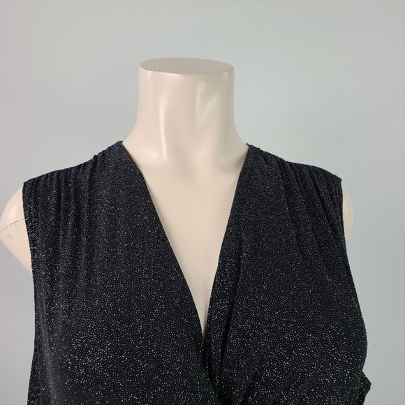 Tiana B Black Silver Metallic Cross Over Jumpsuit - Picture 4 of 16